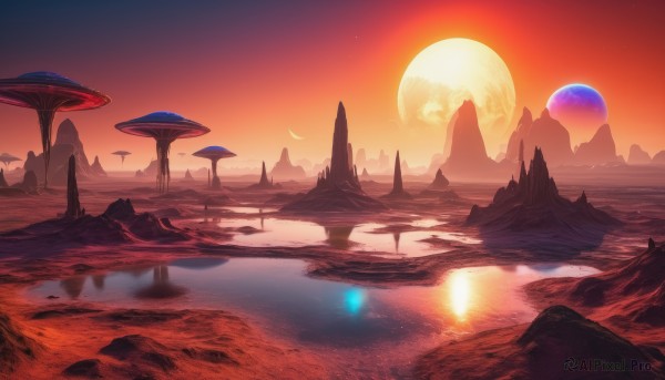 A landscape in the heart of a peaceful sunset outdoors
