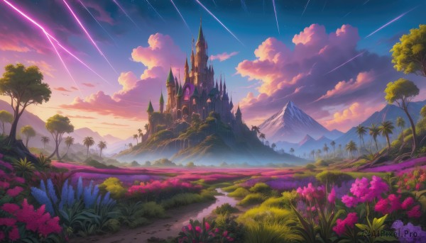 A inspiring view of a landscape in sunset outdoors