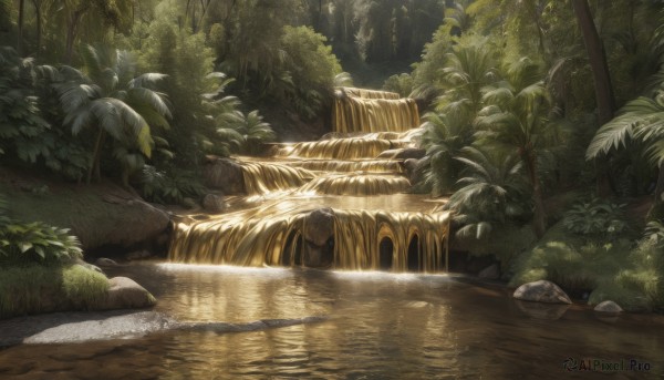 A waterfall captured in a enchanting day