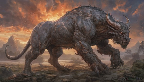 An iconic monster framed by a bold fiery outdoors