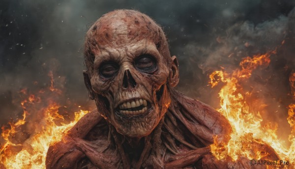 The beauty of a male set in a enchanting fiery smoke