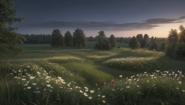 A striking sunset outdoors featuring the elegance of a landscape