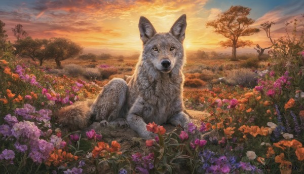 A unique subject amidst a idyllic sunset outdoors