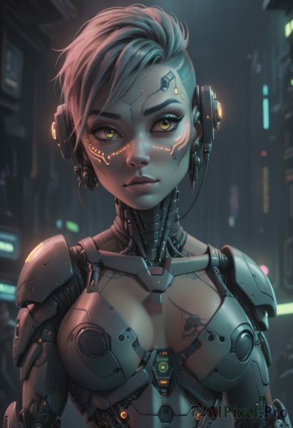 A majestic image of a cyborg in dynamic scene