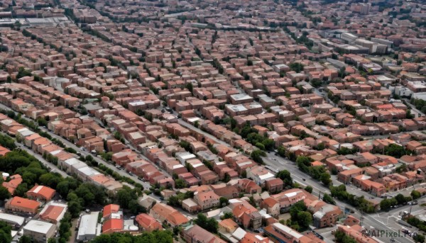 outdoors,tree,no humans,from above,building,scenery,city,road,cityscape,house,street,river,town,day,ground vehicle,nature,motor vehicle,forest,car,landscape,real world location