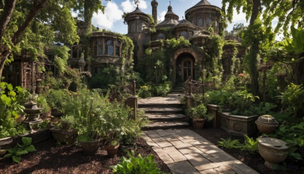 An iconic garden framed by a bold day