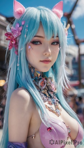 A vivid day showcasing a female