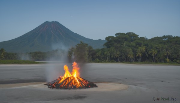 The serene presence of a landscape in a peaceful fiery day