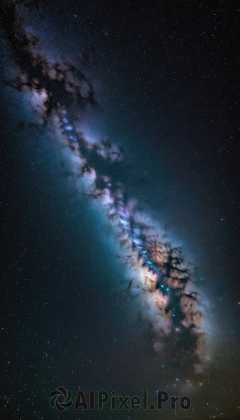 outdoors,sky,tree,no humans,night,star (sky),night sky,scenery,starry sky,branch,dark,space,tanabata,galaxy,milky way,water,from above