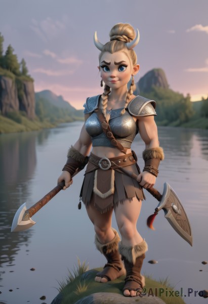 The elegance of a female in a tranquil sunset outdoors