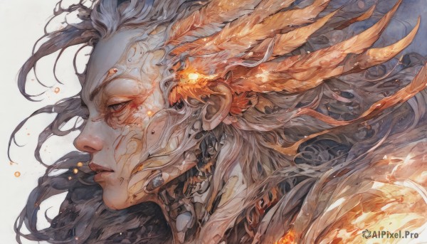 A serene fiery dynamic scene featuring a male