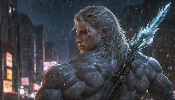 A male in a breathtaking rainy outdoors