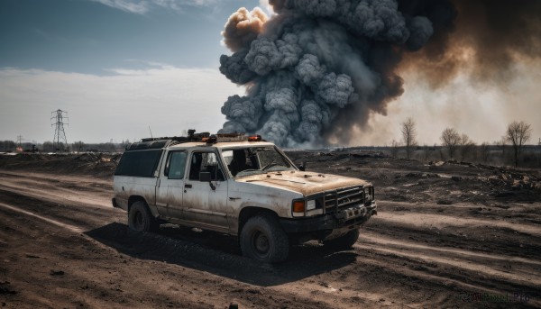 A motor vehicle set against the backdrop of a breathtaking fiery day