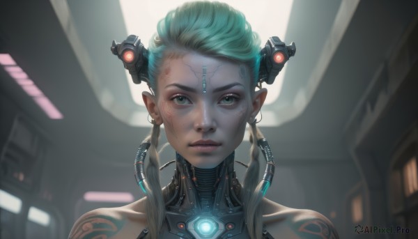 The serene presence of a cyborg in a peaceful dynamic scene
