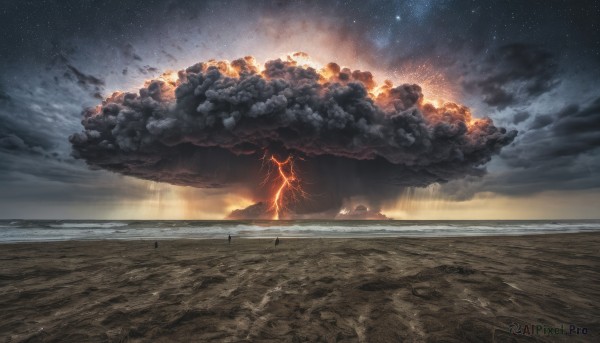 A ethereal sunset outdoors showcasing a lightning