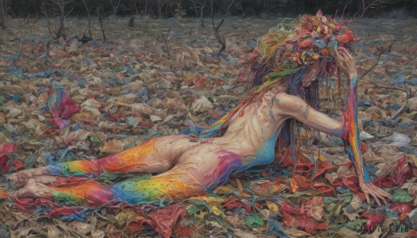 A female caught in a peaceful outdoors
