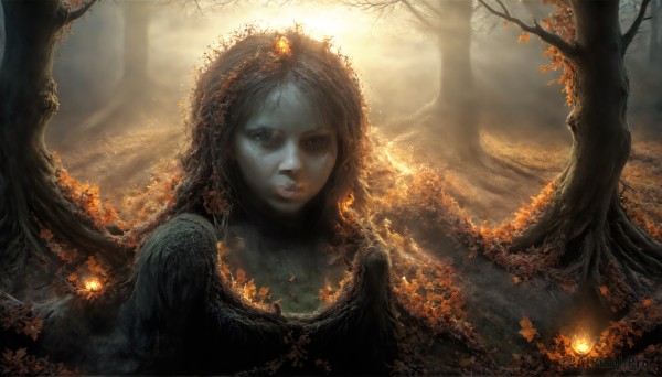 A female showcased in a bold fiery outdoors