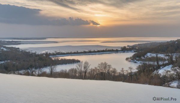 A landscape in a picturesque sunset outdoors