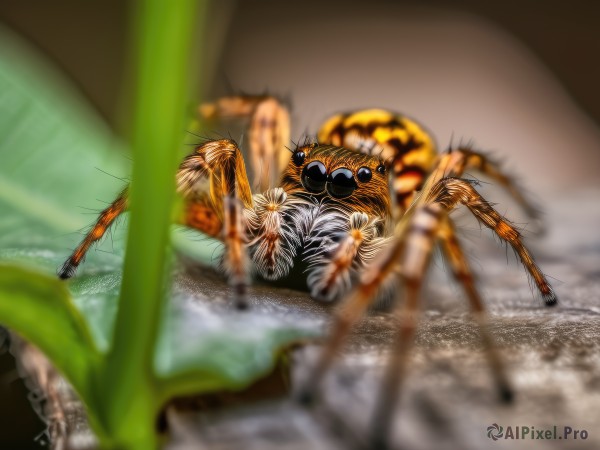 flower,blurry,no humans,depth of field,blurry background,sunglasses,bug,blurry foreground,motion blur,realistic,spider,solo,looking at viewer,wings,water,animal,monster,antennae,animal focus