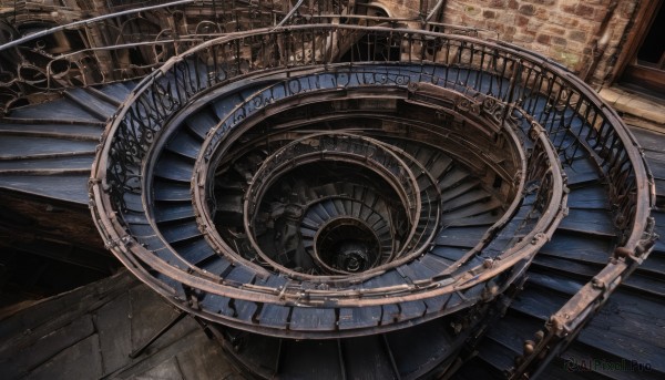 indoors,no humans,window,from above,building,scenery,stairs,clock,architecture,gears,arch,brick wall