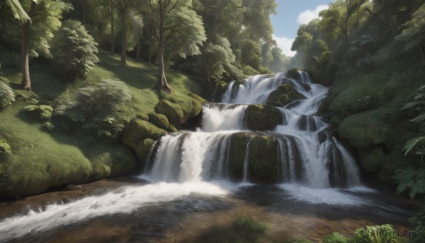 A waterfall caught in a vivid day