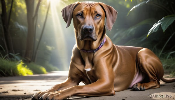 A vivid day showcasing a dog