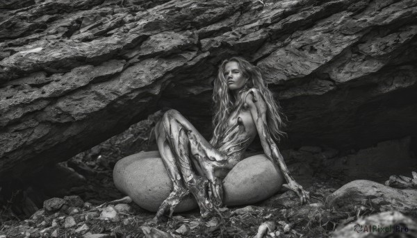 A stunning portrayal of a female in a breathtaking rock
