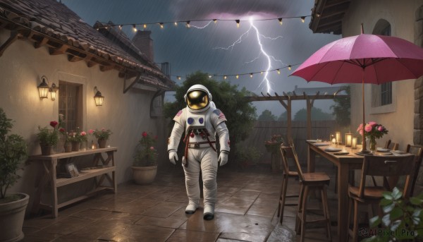 A inspiring view of a male in rainy outdoors