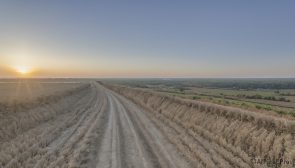 outdoors,sky,day,cloud,water,tree,blue sky,no humans,ocean,sunlight,grass,nature,scenery,sunset,mountain,sun,horizon,road,field,river,landscape,sunrise,hill,beach,sand