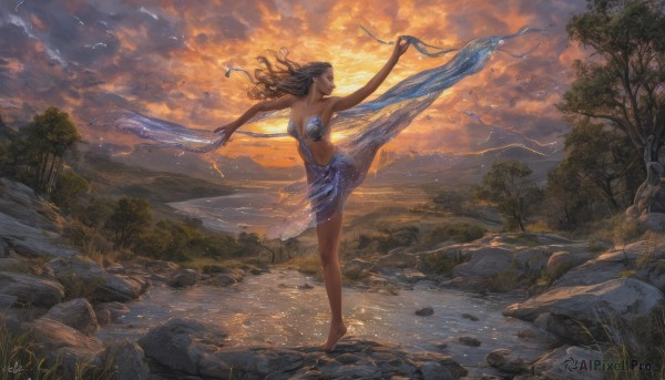 A stunning portrayal of a female in a lush sunset outdoors