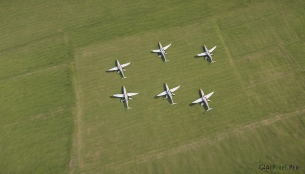 outdoors,military,no humans,from above,grass,scenery,flying,aircraft,military vehicle,airplane,vehicle focus,jet,road