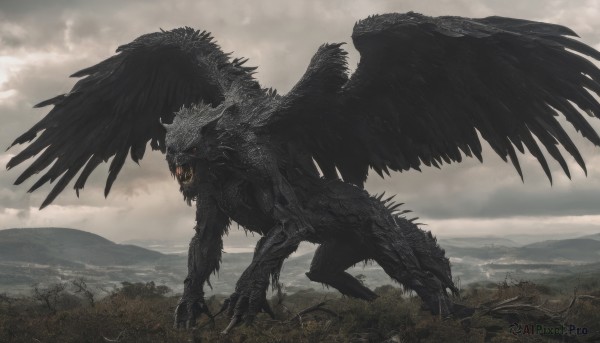 A dynamic view of a monster in outdoors