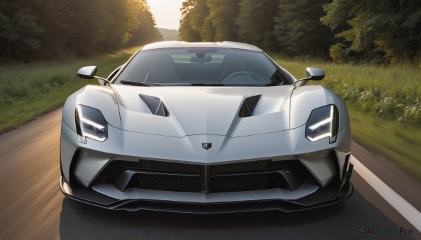 A stunning portrayal of a motor vehicle in a calm outdoors