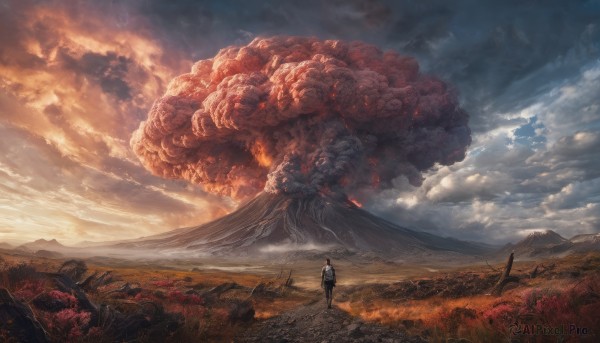 A vivid fiery outdoors showcasing a male