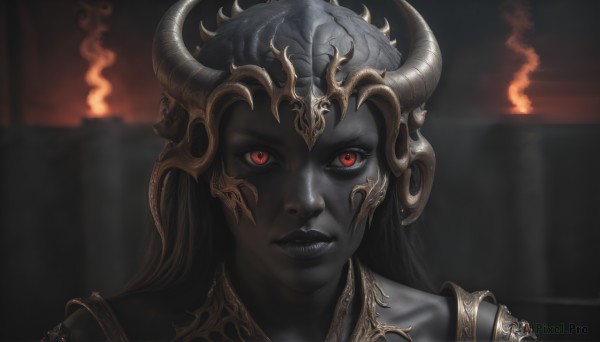 A female portrayed in a inviting fiery dynamic scene