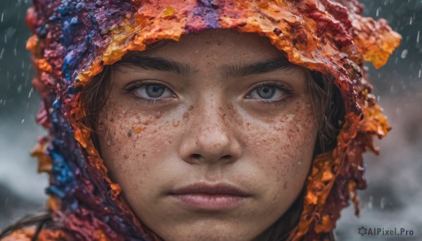 A refreshing image of a female in rainy dynamic scene
