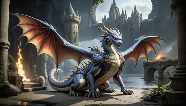 The serene presence of a monster in a peaceful fiery day