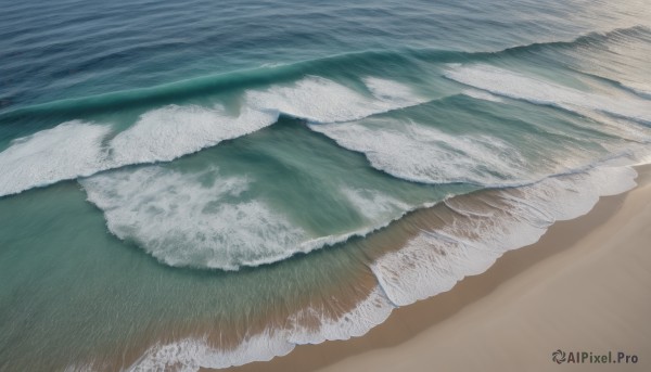 outdoors,day,water,no humans,shadow,ocean,beach,scenery,sand,horizon,waves,shore,realistic