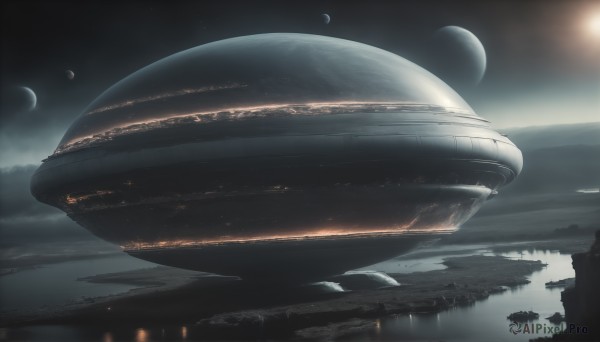 A spacecraft in a picturesque outdoors