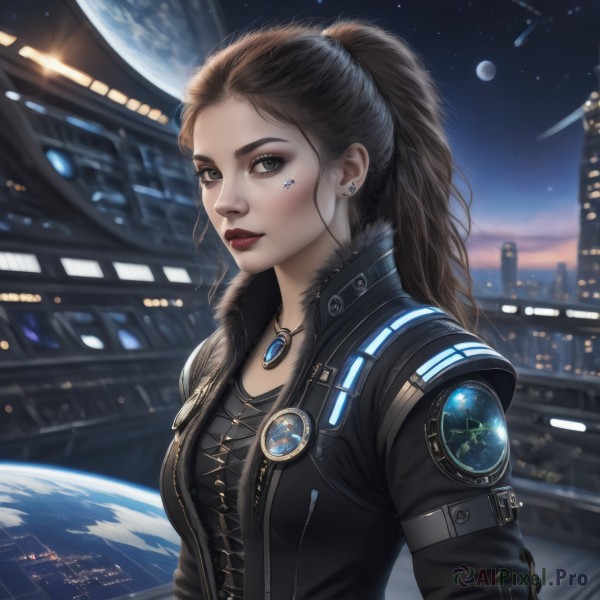 A majestic moon featuring a female