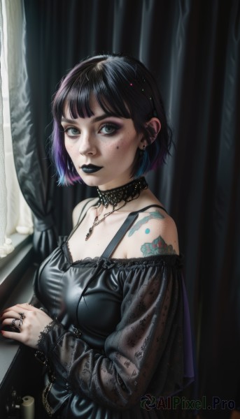 The timeless beauty of a female in a tranquil window