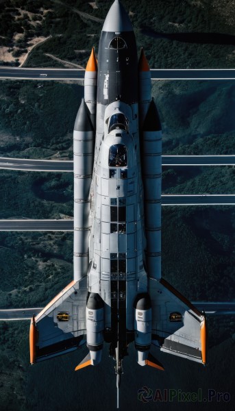 signature,military,no humans,helmet,flying,science fiction,realistic,aircraft,military vehicle,airplane,pilot suit,vehicle focus,jet,missile,fighter jet,pilot,variable fighter,solo,1boy,from above,1other,space,camouflage,spacecraft,cockpit,roundel