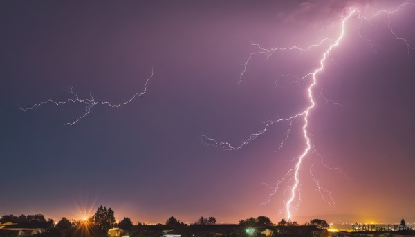 The beauty of a lightning set in a captivating sunset outdoors