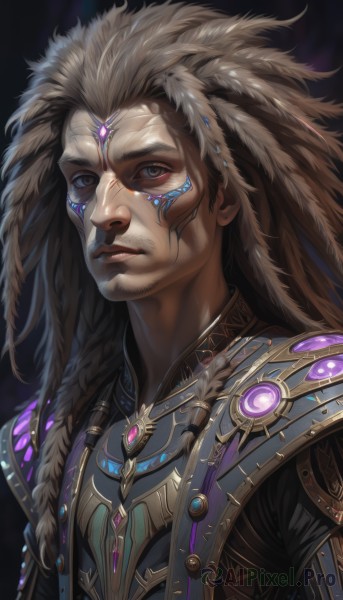 A male surrounded by a captivating dynamic scene