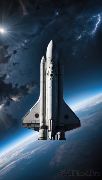 A spacecraft showcased in a vivid cloud