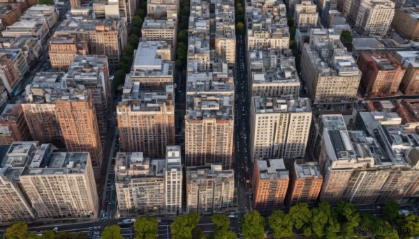 outdoors,tree,no humans,from above,building,scenery,city,road,cityscape,skyscraper,real world location,day,ground vehicle,motor vehicle