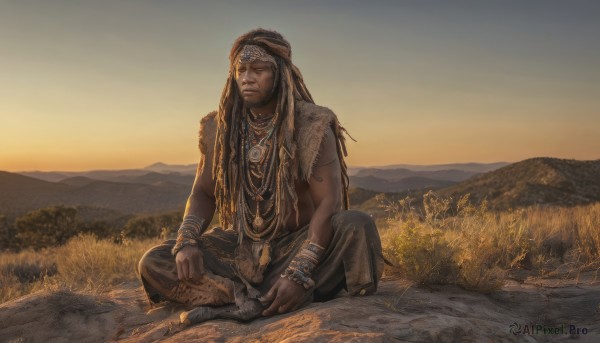 A striking sunset outdoors featuring the elegance of a male