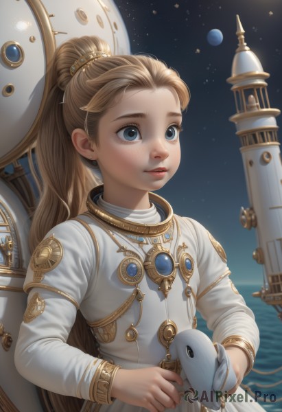 The wonder of a child in a picturesque night sky