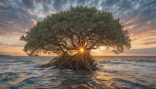 outdoors,sky,cloud,water,tree,no humans,ocean,beach,sunlight,cloudy sky,nature,scenery,sunset,sand,palm tree,sun,horizon,waves,shore,plant