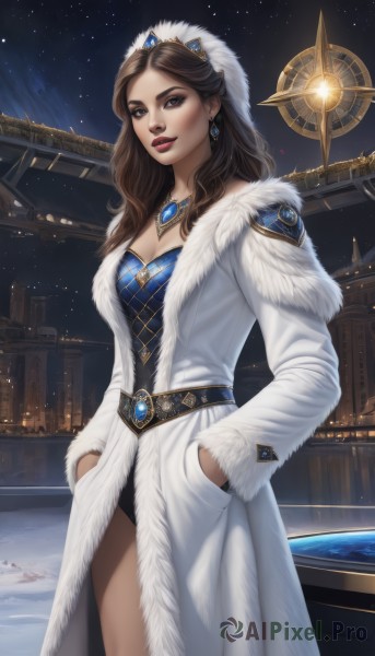 A female in the heart of a peaceful snowy outdoors